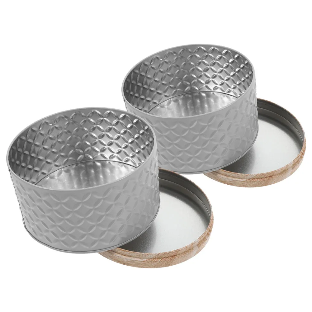 

2Pcs Baking Food Gift Box Metal Cookie Tins Biscuit Storage Container Candy Chocolate Cake Holiday Treats Cookie Tins with Lids