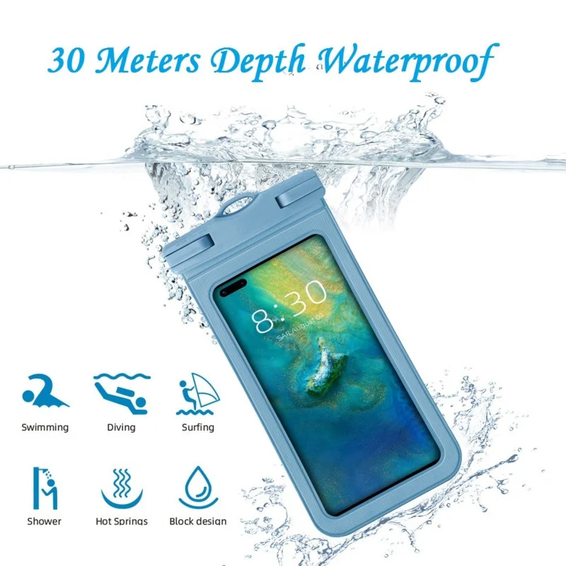 7.2 Polegada tela grande universal caso de telefone à prova dwaterproof água pvc claro caso capa móvel saco à prova de água para mergulho natação surf