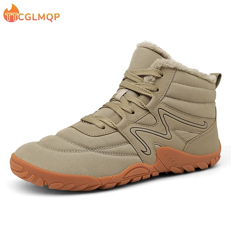 New Winter Boots For Men Snow BareFoot Outdoor Non-slip Warm Fur Casual Sneakers Plus Size Lightweight Ankle Boots Hiking Shoes