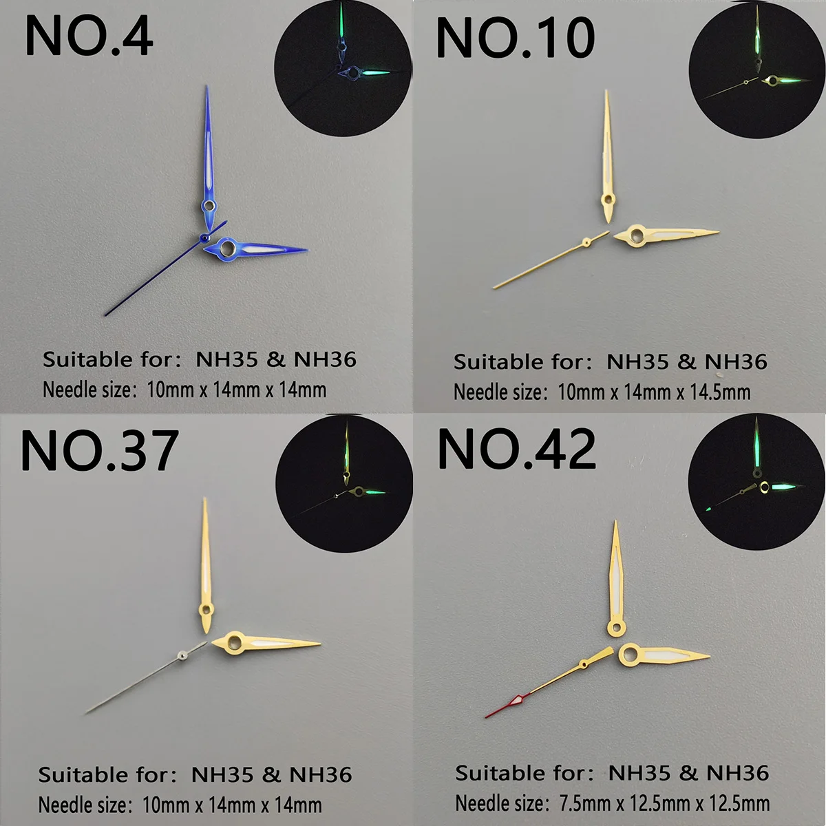 NH35 puntatore a mano NH36 puntatore a mano ago d'argento accessori per orologi luminosi verdi adatti per il movimento nh36 di seconda mano nh35