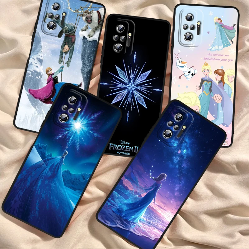 

Frozen Elsa Disney Fashion For Xiaomi Redmi Note 13 12R 12 12S Turbo 11 11T 11S 10 10S Pro Plus 5G Black Soft Phone Case