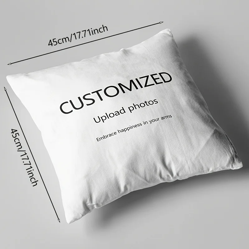 1 custom photo pillow cover 18x18 inch modern style, with zipper, polyester fiber, single-sided printing, suitable for anniversa