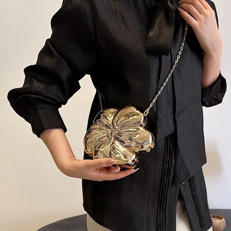 Flower Bag Women\'s Evening Bags Party Clutch PVC Coin Purse Female Crossbody Sling Wallet Mini Handbag with Removable Chain