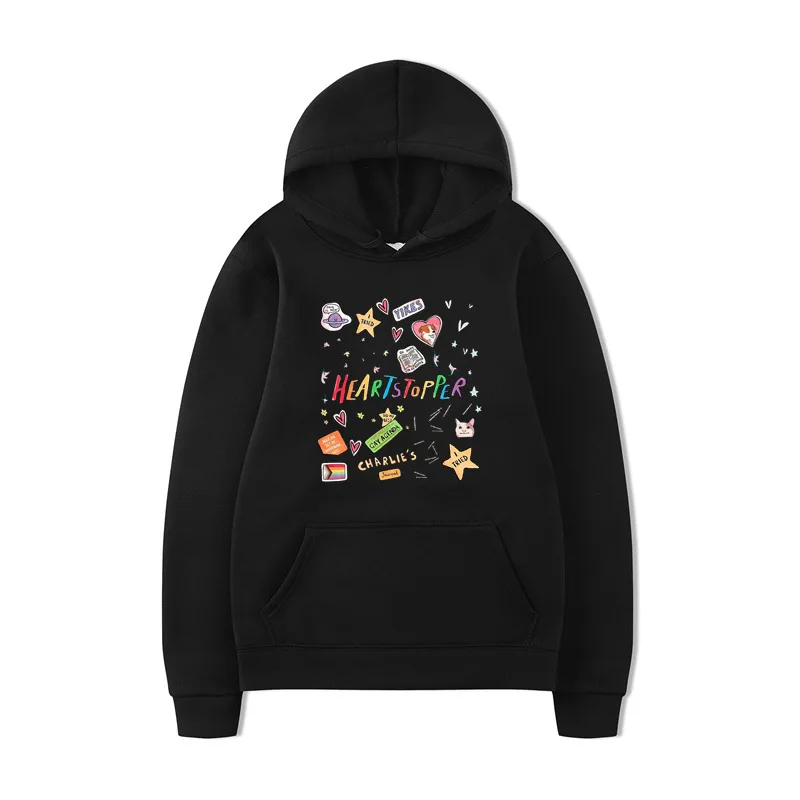 Nick and Charlie British TV Series Heartstopper Men's Hoodie Vintage Unisex Pullover Graphic Hoody Oversize Streetwear Clothing