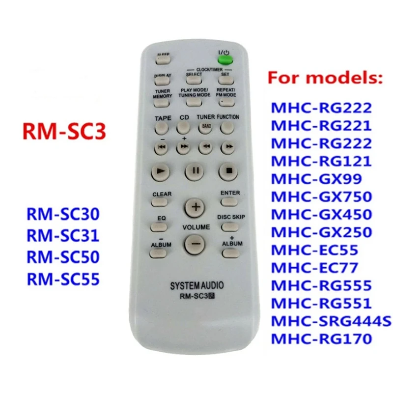 For Sony CD HIFI System Audio Remote Control RM-SC3 RM-SC30 RM-SC50 RM-SC55 MHC-RG29 MHC-RG490S CMT-EH10 CMT-U1 CMT-CPZ1