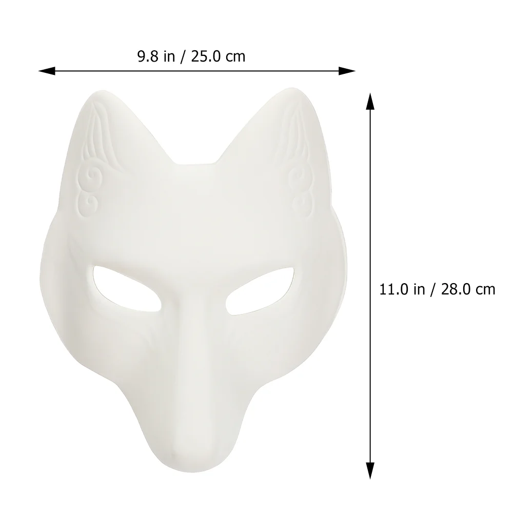 2 Pcs White Craft Mask Paper Mache Masquerade Fox Halloween Cartoon Face Furry