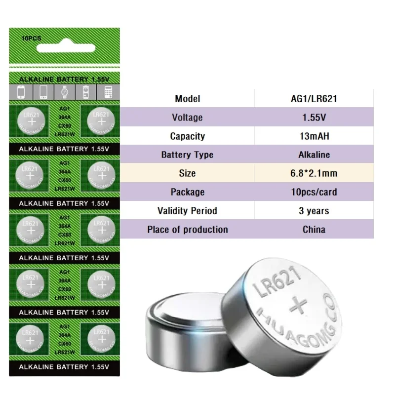10-200PCS AG1 Button Cell Battery LR621 364 164 531 SR621 SR621SW SR60 CX60 1.5V Cell Coin Batteries For Watch Toys Remote