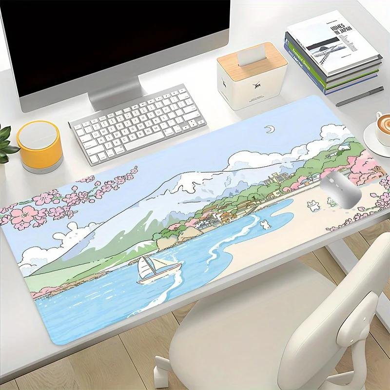 

Sakura and Snow Mountain Scenery Large Size Anti-slip Rubber Mouse pad Computer Gaming accessories Keyboard Desktop Decorate Mat