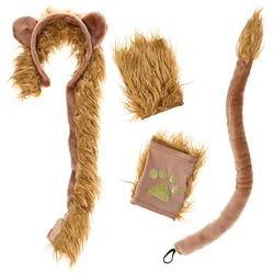 Lion Ears Costume Set Hoop Role Play Set Fake Lion Tail Performance Lion Gloves Show Accessories Costumes Props