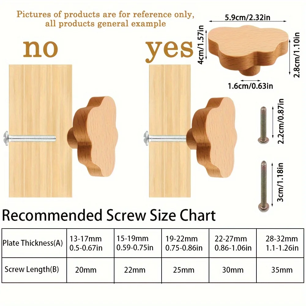 4PCS  Durable Beech Wood Drawer Knobs Cloud-Shaped Wooden Dresser Pulls Boho Dresser Knobs Wood Color For Cabinets, Furn