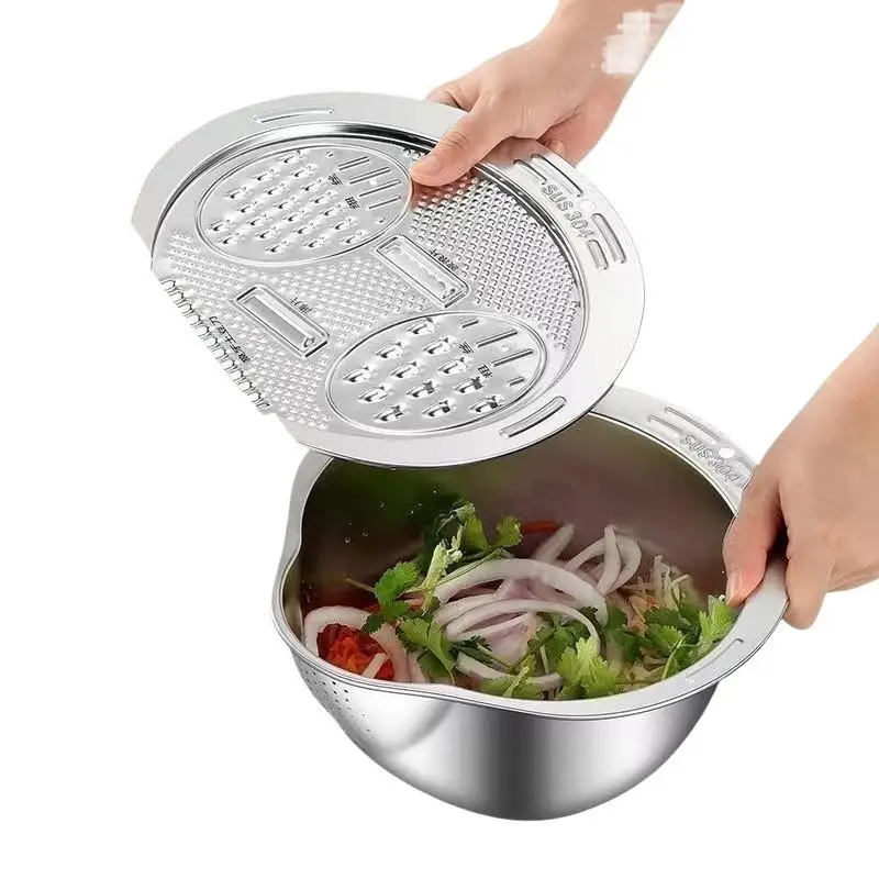 Vegetable Cutter Shredder Slicer 1/2PCS Multifunctional Drain Bowl Set for Kitchen Rice Washing Daily Cooking Prep
