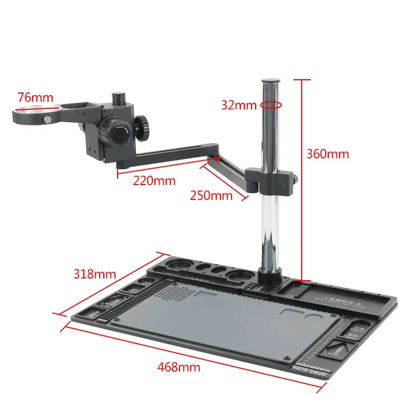 48MP 2K 4K HDMI USB Video Camera 7X 100X Lab Stereo Trinocular Microscope Aluminum Plate Bracket For Phone Soldering PCB Repair