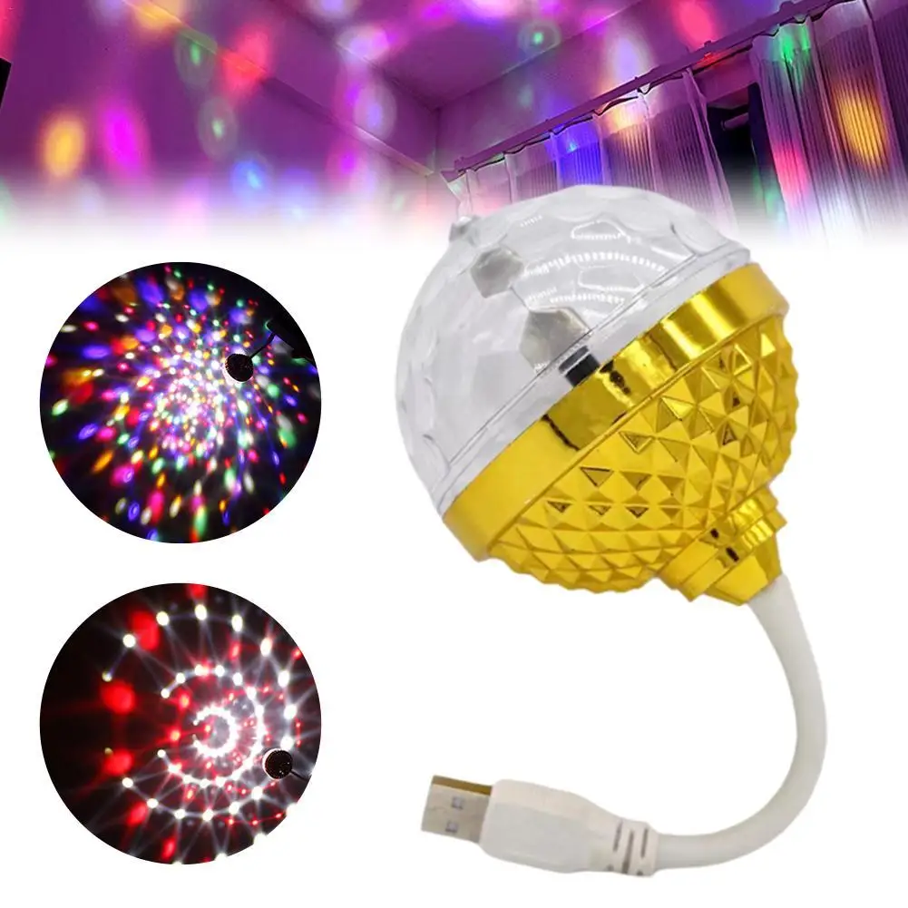 Auto Rotating LED Projector Light Laser Lamp Bulb Voice Control Crystal Ball Christmas Party DJ Disco Stage Lamp For Car ﻿