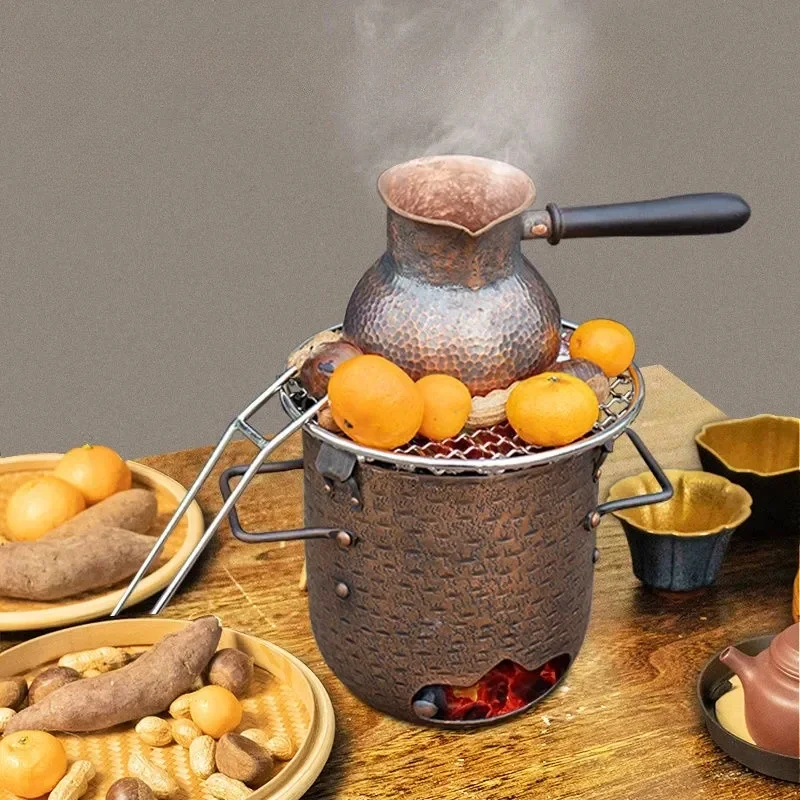 

Small pure copper charcoal stove for cooking tea, household manual stove for cooking tea, baking tea, charcoal stove