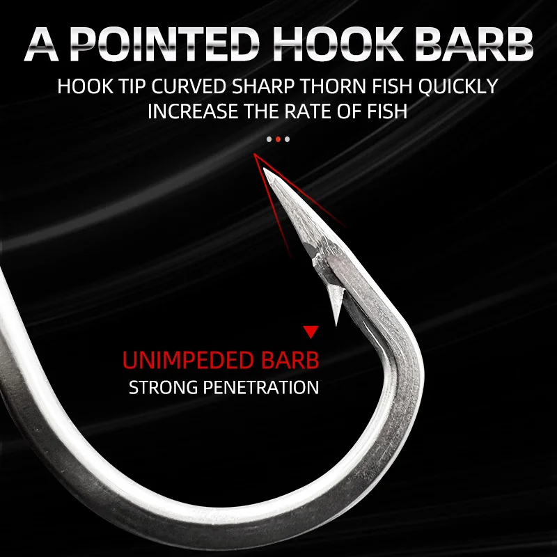 25pcs/box 10884 Pipe Fu Iseni Hook Stainless Steel Sea Fishing Reinforcement Thick Giant Hook Herring Sturgeon Tuna