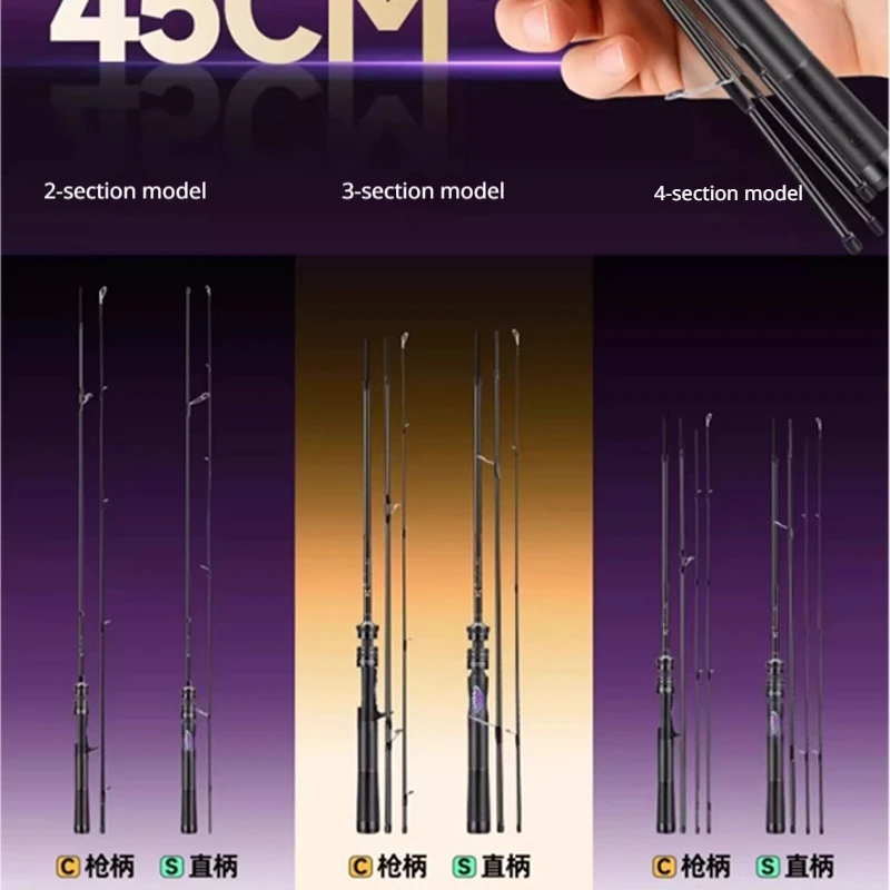 HASIDA Butterfly Micro Fishing Rod Fuji Sic Ring Solid Tip UL Glass Fiber 4 Section Portable Casting Rod Outdoor Angling