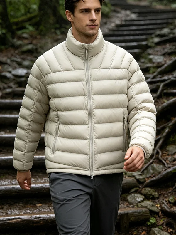 Leavo Johnson High-End Men's Cotton Jacket Breathable Outdoor Autumn Winter Lightweight Windproof Warm Stand Collar Ribbed