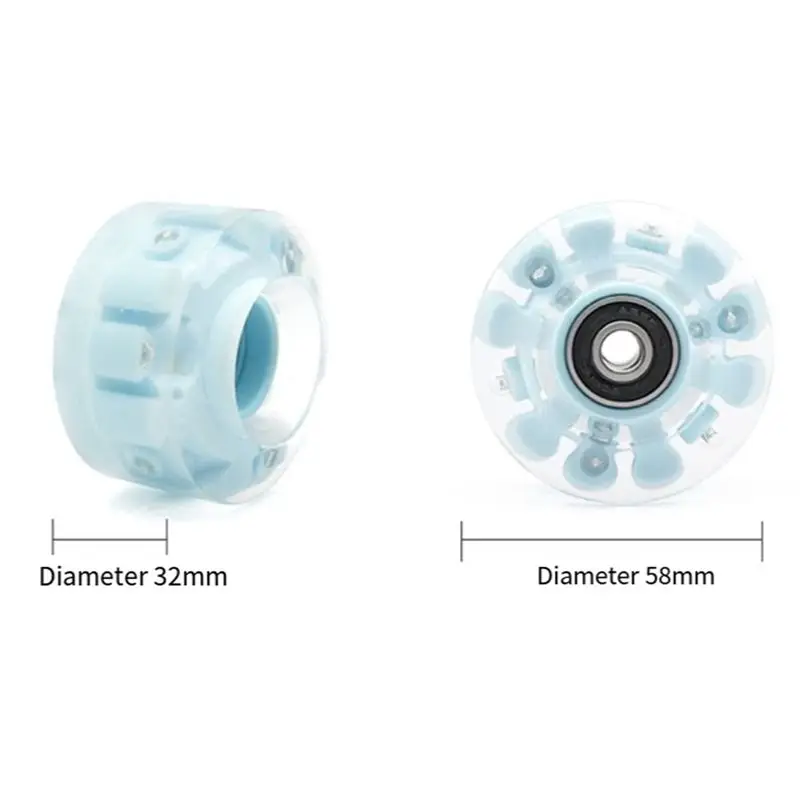 

[NEW!ABKG】 Roller Skate Wheels With Wrench Outdoor Light Up Wheels High Flash Six Light Double Row Roller Skates Shining Wheels