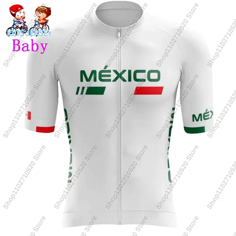 2025 Kids Mexico National Team Cycling Jersey Set Boys Girls Cycling Clothing Bike Suit MTB Ropa Maillot