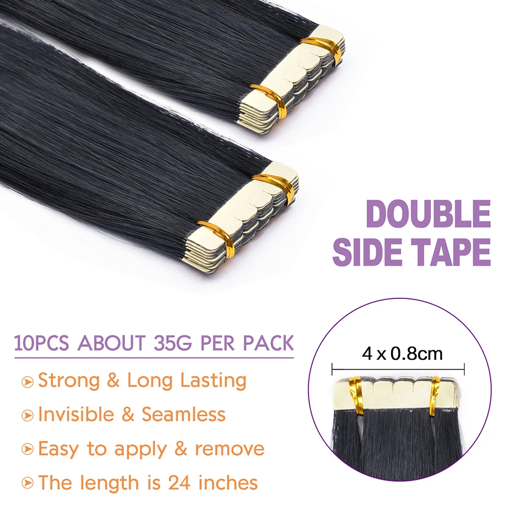 Cinta sintética en extensiones de cabello, Mini cinta de pelo liso, cinta adhesiva Invisible de color en extensión de cabello, 10 unidades por paquete