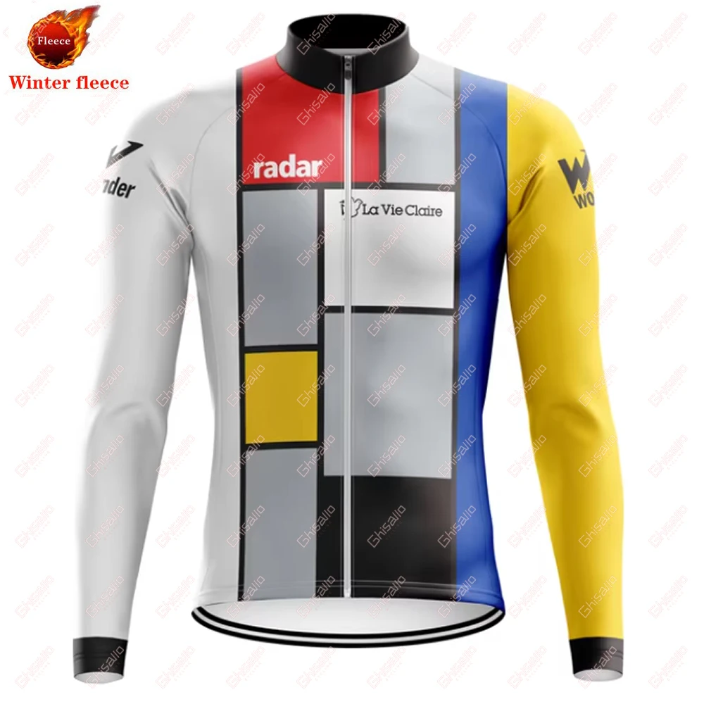 Fleece Retro Cycling Jersey for Men MTB Jersey Bicycle Team Cycling Shirt  Long Sleeve Bike Wear Premium Cycle Clothes 17 Styles