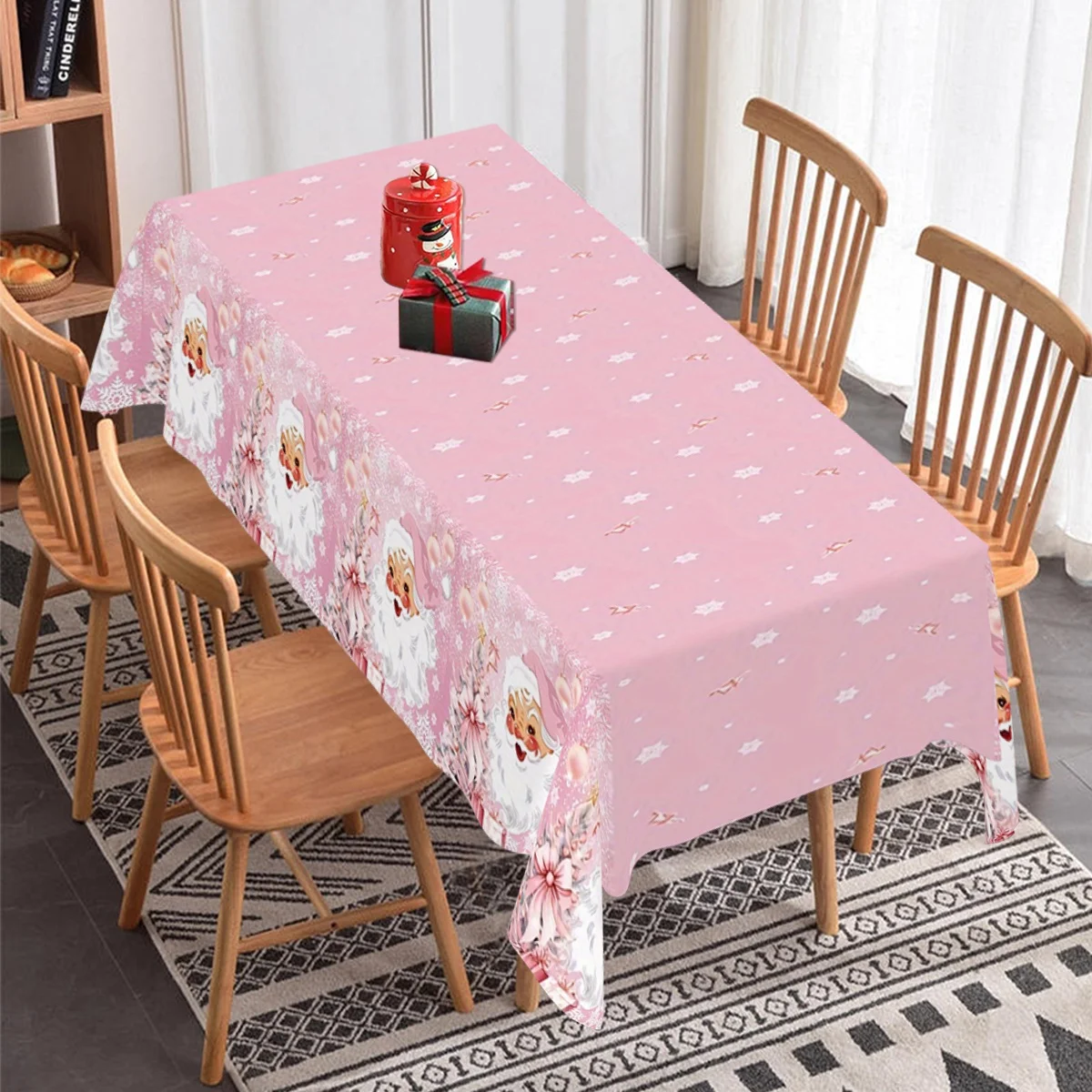 Christmas PE Tablecloth Rectangular Merry Christmas Table Cover 2025 New Year Table Deco for Family Gathering Restaurant