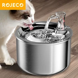 ROJECO Stainless Steel Pet Water Fountain Auto Water Dispenser for Cat Dogs Smart Sensor Drinking Fountain Pets Drinker Filter