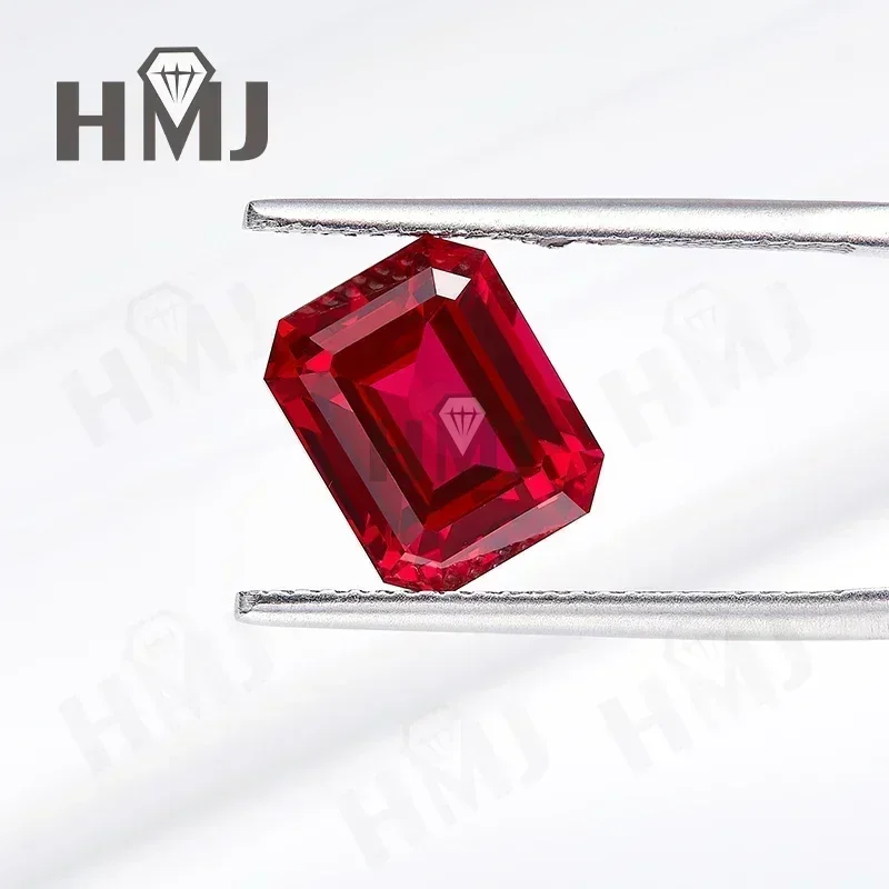 

Lab Grown Ruby Pigeon Blood Red Ruby Emerald Cut AGL Certificate VVS1 Gemstone Charms DIY Advanced Jewelry Making Holycome