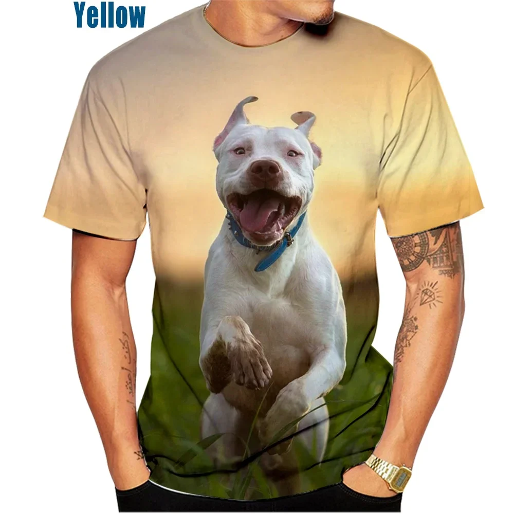 2022 New 3D Pitbull Dog Painting Man Casual T-shirt XS~5XL