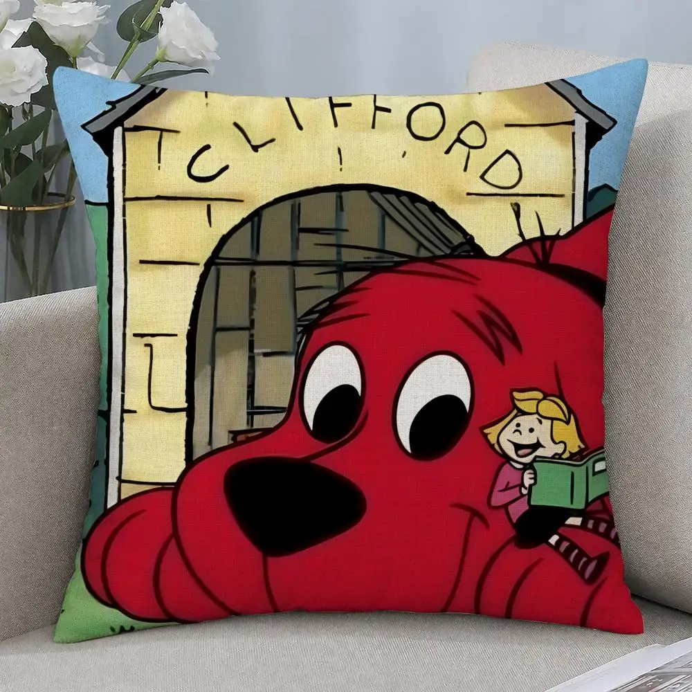 Anime Clifford The Big Red Dog Cushion Cover Cushion Covers Natural Linen Breathable Sofa Bedroom Decor Pillowcase view 5