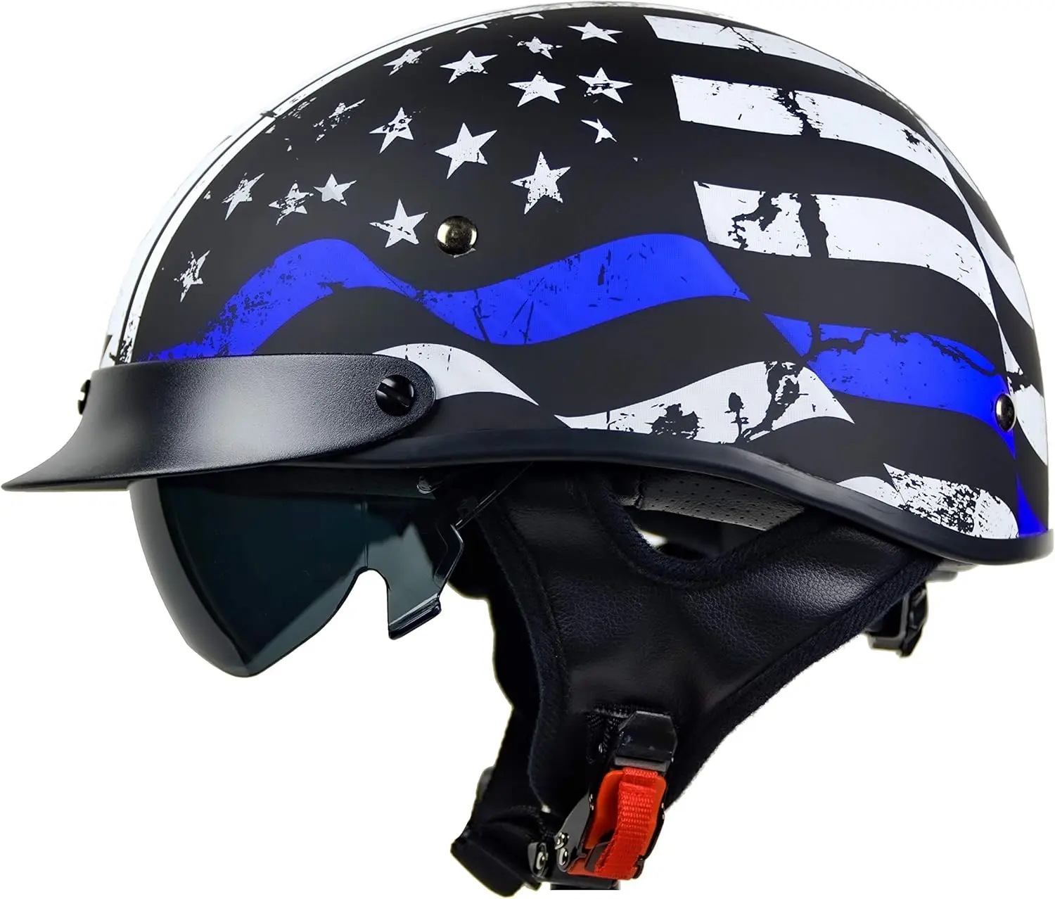

Warrior Motorcycle Half Helmet with Sunshield/Adjustable Size Dial DOT Half Face Skull Cap for Bike Cruiser Chopper Moped Scoote
