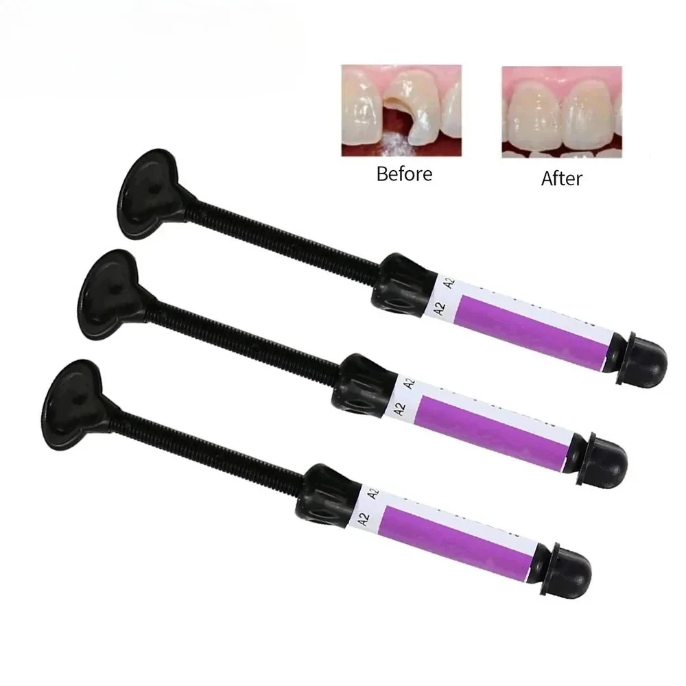 Resina compuesta nano híbrida universal de 4g/seringa - material dentário fluido de cura leve para restauração dentária (tombras A2/A3)
