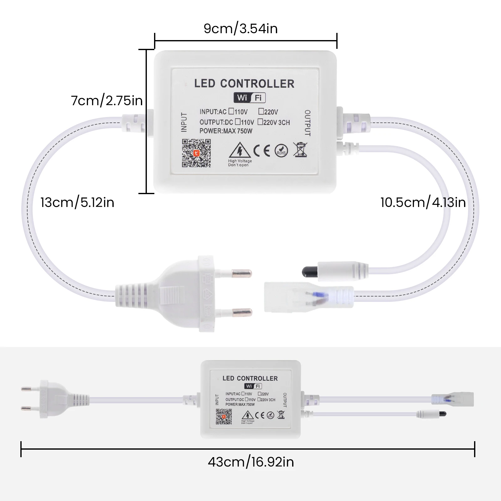 Tuya WIFI LED Dimmer for 10mm Width 110V/220V COB LED Strip Dimmable LED Controller Bluetooth/Touch Panel/Remote with Power Plug view 4
