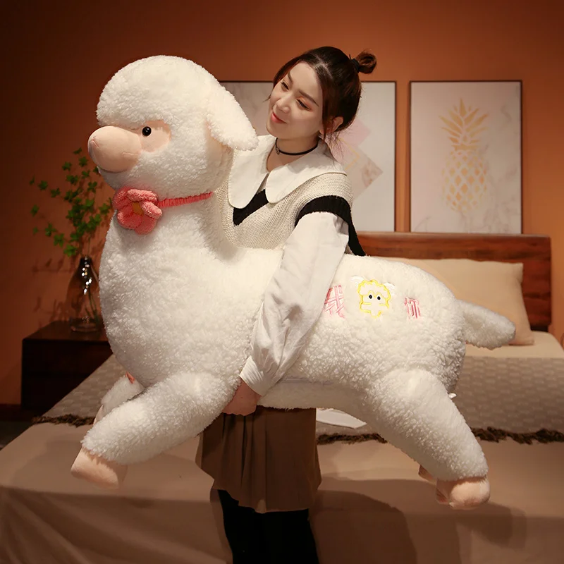 Big Cartoon Alpaca Plush Doll Giant Animal Sheep Toy Hug Sleeping Clip Leg Artifact for Girlfriend Gift 39inch 100cm DY10051