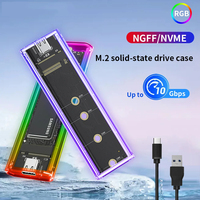 RGB M.2 NVMe SATA SSD Enclosure 10gbps USB3.1 Gen2  Transparent Hard Drive Box for M/B Key SSD 2230 2242 2260 2280 for PC