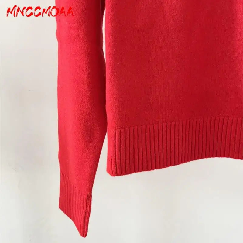 MNCCMOAA-Women\'s Loose Round Neck Knitwear Sweater, Casual Long Sleeve Tops, Pullovers, Autumn and Winter Fashion, 2024