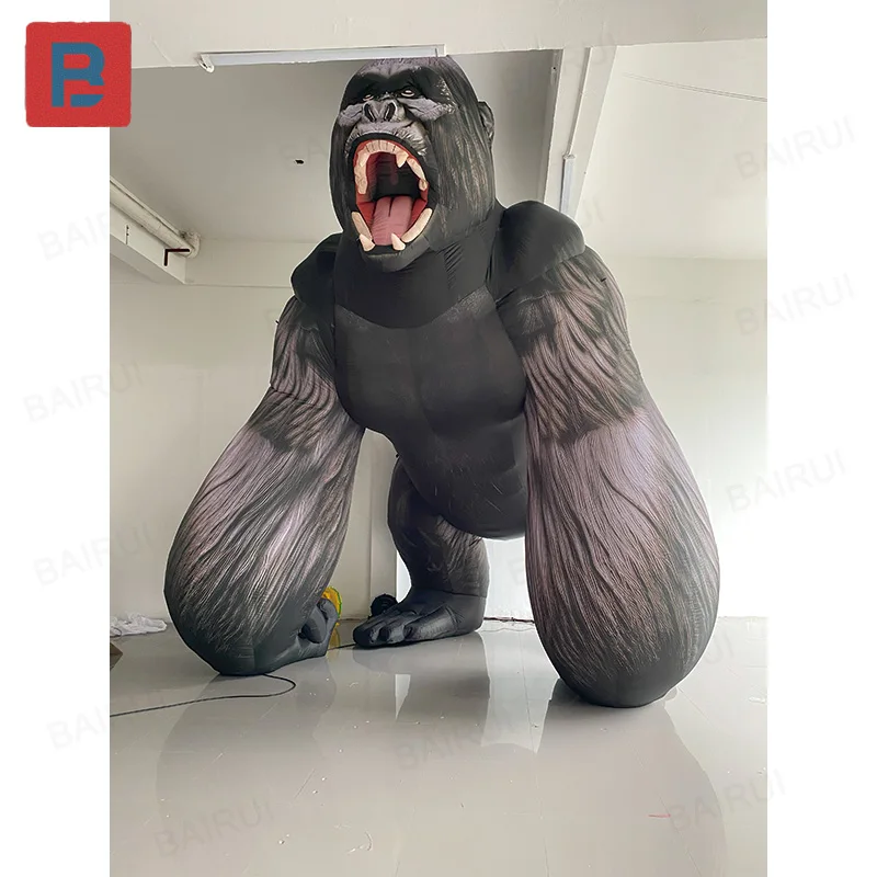 Aufblasbarer Gorilla, Tierluftmodell, mit Gebläse, großformatige Eventdekoration für den Außenbereich und Werbe-Requisiten