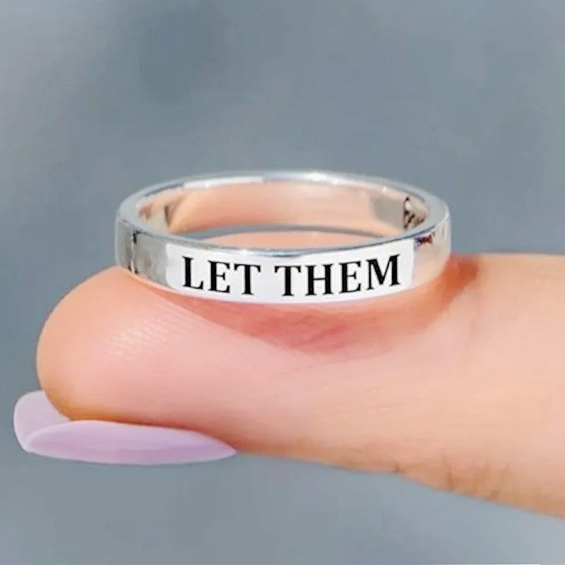 Meetvii LET THEM Titanium Steel Rings Letter Engraved Couples Fashion Finger Jewelry New Design