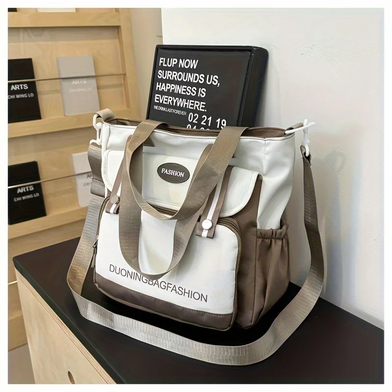 Student Canvas Crossbody Bag Large Capacity Handheld Tote School Book Bag Durable Canvas Satchel for  Travel Daily Use