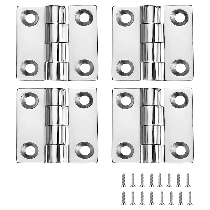 4 PCS Heavy Duty Stainless Steel Boat Hinges 2 Inch X 2 Inches (50Mm X 50 Mm)  Marine Grade Hinges