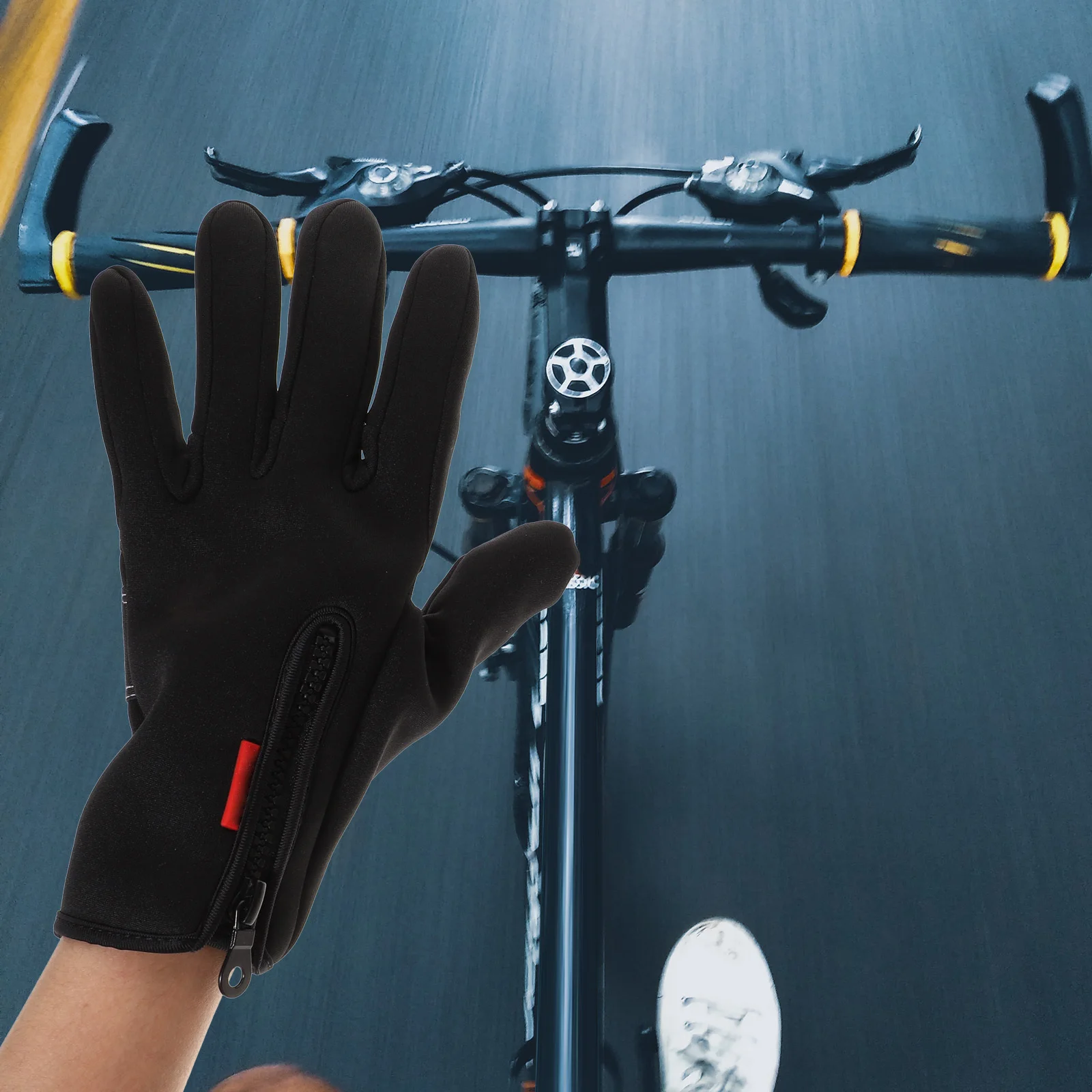 

1Pair Touch Screen Thermal Gloves Windproof and Waterproof 2 Cut Fingers Design for Cycling Hiking Camping Driving Outdoor Warm