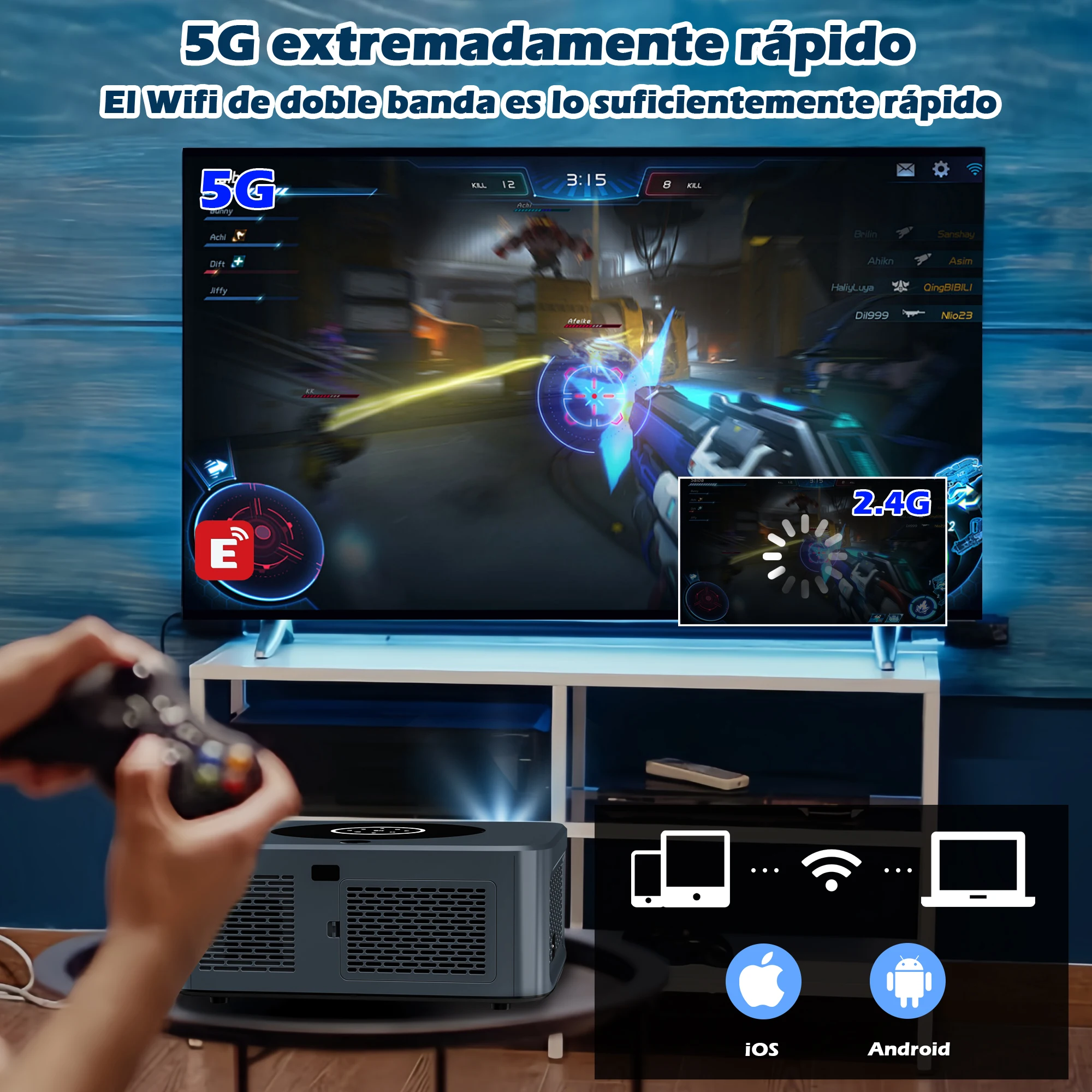 Imagem -05 - Horlat-led Projetor Android Home Theater Portátil Auto Keystone 5g Wifi Vídeo 4k Full hd 1080p Oferta Especial