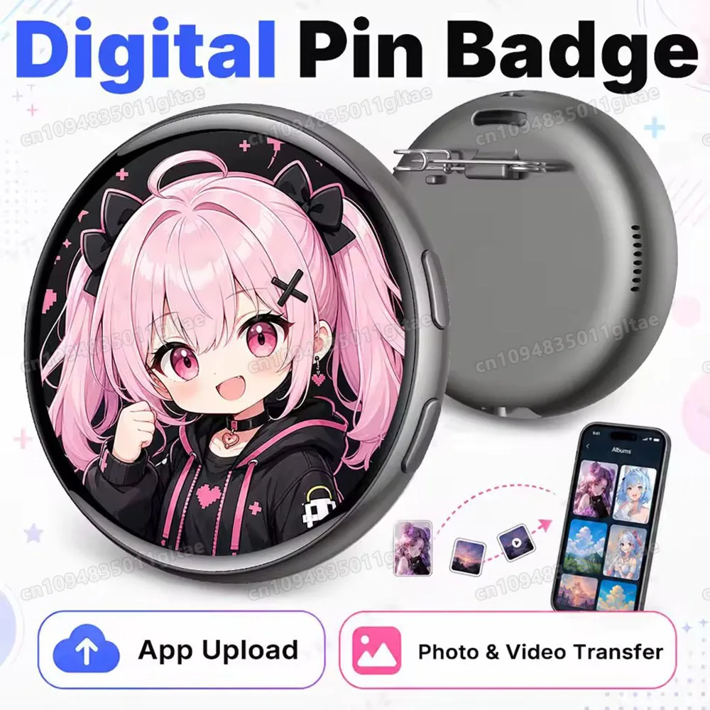 1.85 inch Anime E-Badge Dynamic Electronic Badge Anime Merchandise Digital Display Badge Dynamic Gifts For Otaku Fans Friends