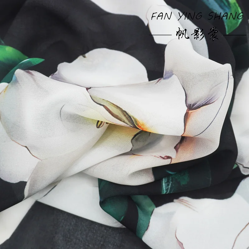 2025 Camellia Fashion Digital Chiffon Fabric For Dress Telas Para Costura Tissus Couture ткань Cloth Materia Sewing Cloth