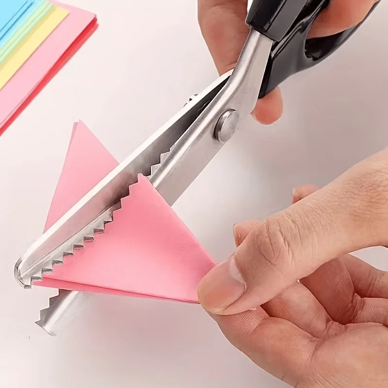 Carbon Steel Pinking Shears, 5mm Triangular Zigzag Scissors, Decorative Edge Cutter for Sewing Fabric, Leather, Craft Paper