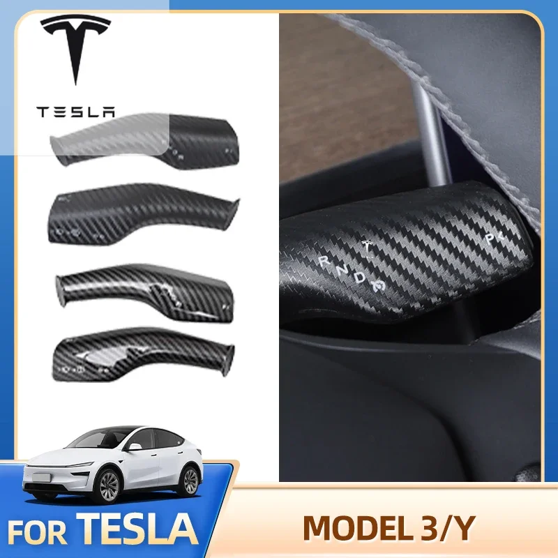 

Накладка на рычаг переключения передач из карбона для Tesla Model Y и Model 3 (2020-2026), полный комплект, наклейка на автомобиль