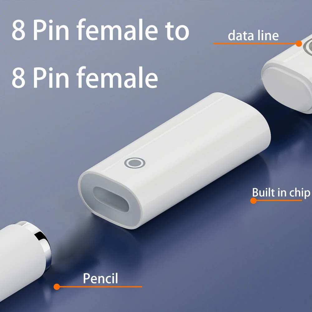 Mini Stylus Tablet Charging Adapter Replacement Parts Stylus Power Charging Connector 8 Pin To Type-C/8 Pin for Apple Pencil 1/2