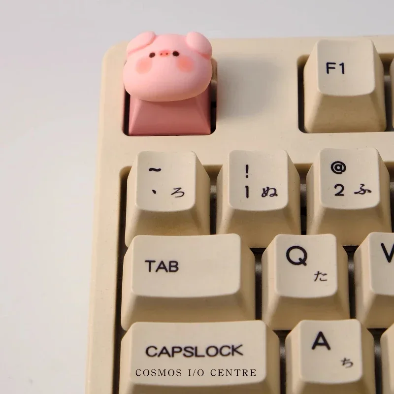 Personalized Cute Handmade Pink Keycaps Piggy CNC Character Craft Resin Creative Custom Keycaps Mechanical Keyboard Keycaps Gift