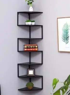 Corner shelf. Wall iron art triangle bracket. Wall fan bookshelf. Corner rack for shelf life.080