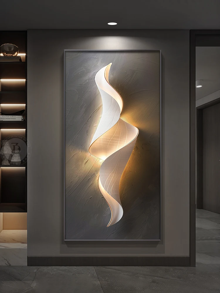 Modern Creative Abstract Mural Lighting Remote Dimming LED Wall Lamp Bedroom Study Living Room Entrance Staircase Wall Decoratio